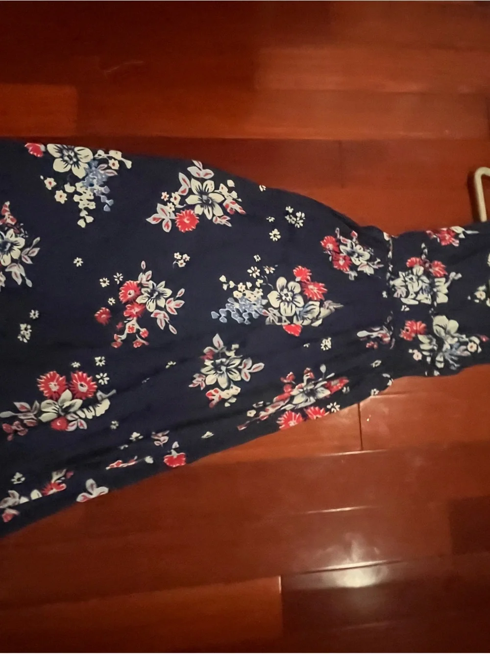 Japna Navy Floral V-Neck Maxi Dress with Red & White Floral Print - Picture 8 of 8